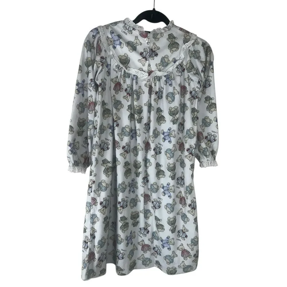 Lanz Of Salzburg girls medium Christmas Teddy Bear Nightgown Holiday vintage